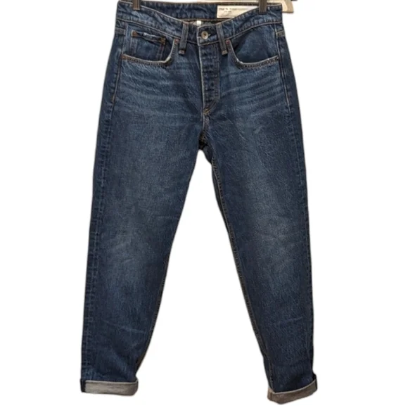 Rag & Bone Rosa Mid Rise Boyfriend Rigid Women's Jeans in Clover (24) - Picture 1 of 8